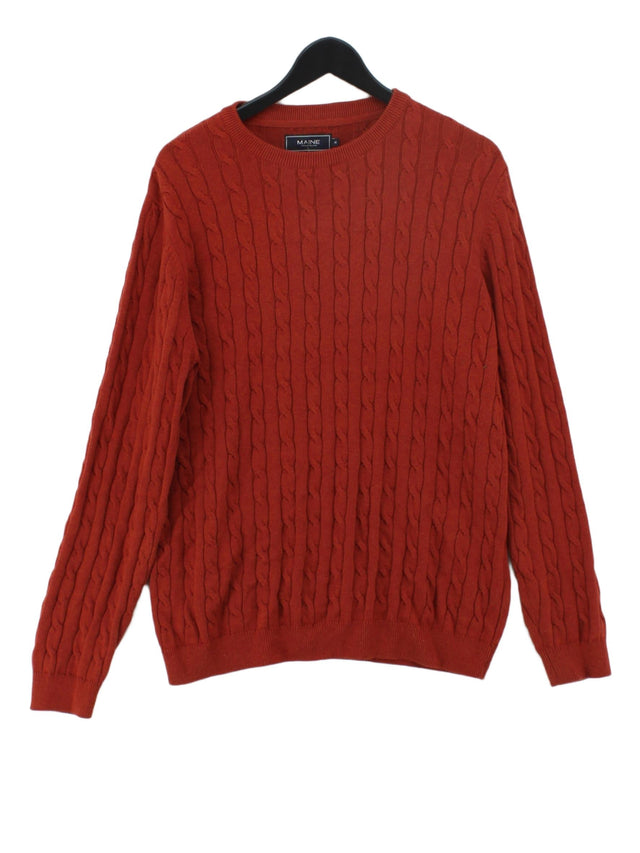 Maine Men's Jumper M Brown 100% Cotton