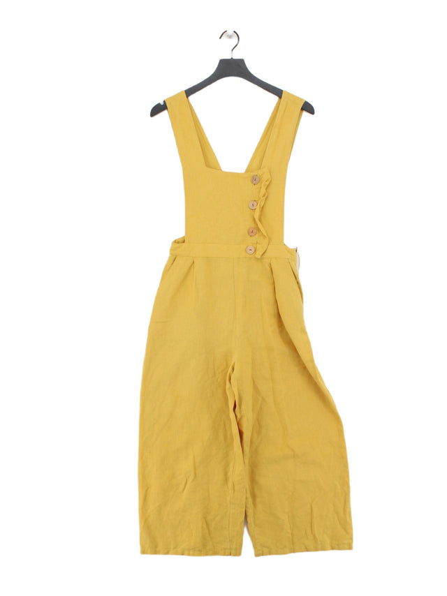Zara Women's Jumpsuit M Yellow Linen with Cotton