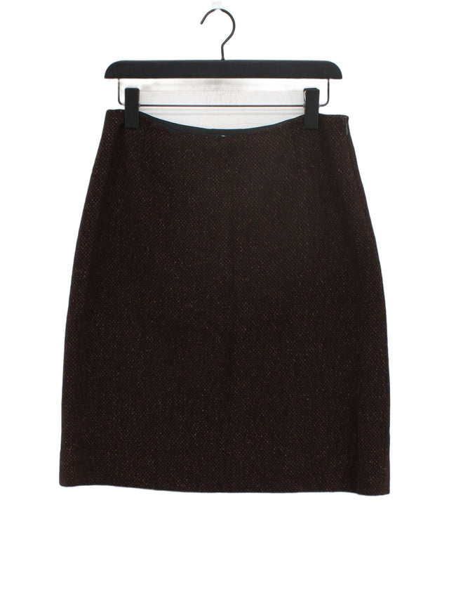 Jaeger Women's Midi Skirt UK 12 Brown Wool with Cashmere, Elastane, Other, Silk
