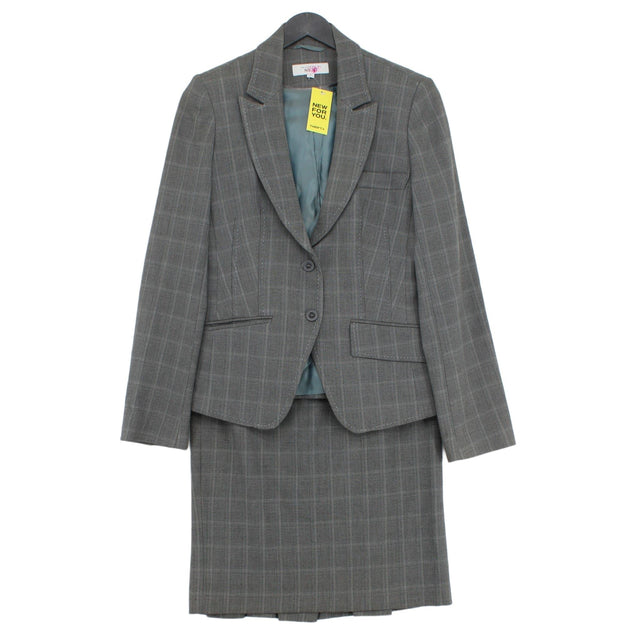 Next Women's Two Piece Suit UK 8 Grey Viscose with Elastane, Polyester