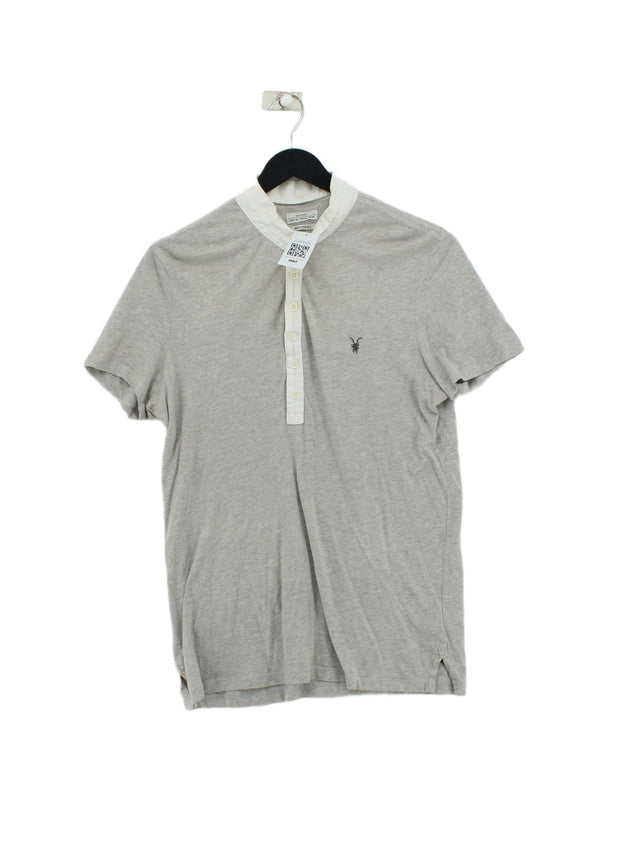 AllSaints Men's Polo XS Grey 100% Cotton