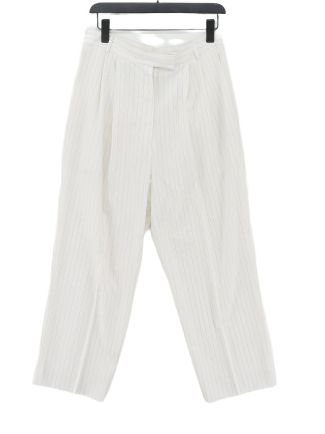 THE FRANKIE SHOP Women's Suit Trousers L White Polyester with Spandex