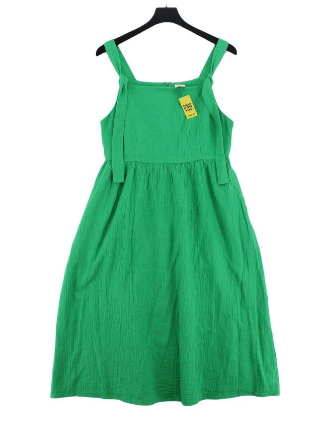 Lucy & Yak Women's Midi Dress UK 12 Green 100% Cotton