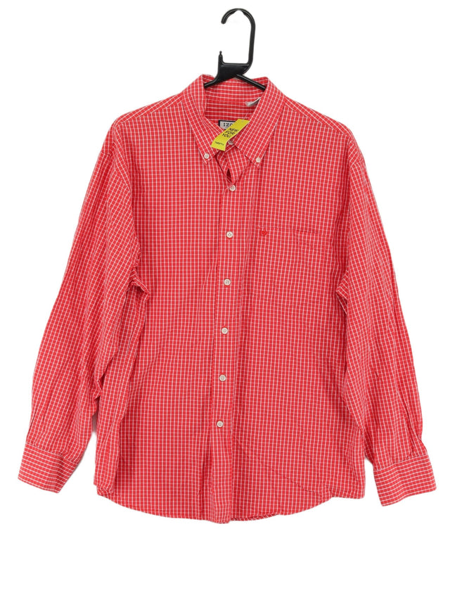 Vintage IZOD Men's Shirt L Red 100% Cotton