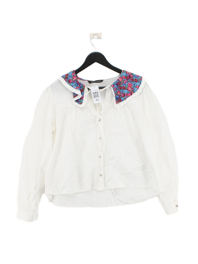 Zara Women's Shirt L White 100% Cotton