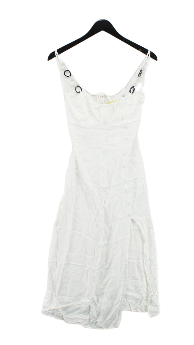 Zara Women's Midi Dress S White 100% Viscose