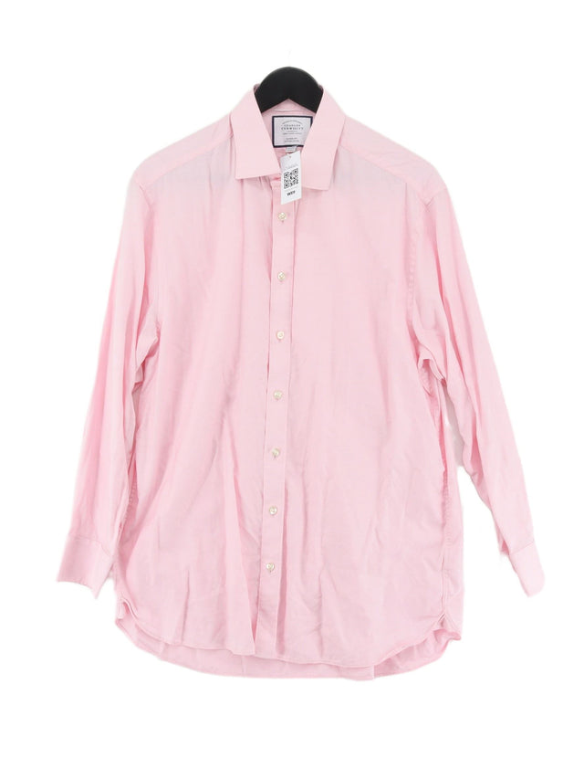 Charles Tyrwhitt Men's Shirt Chest: 42 in Pink 100% Cotton