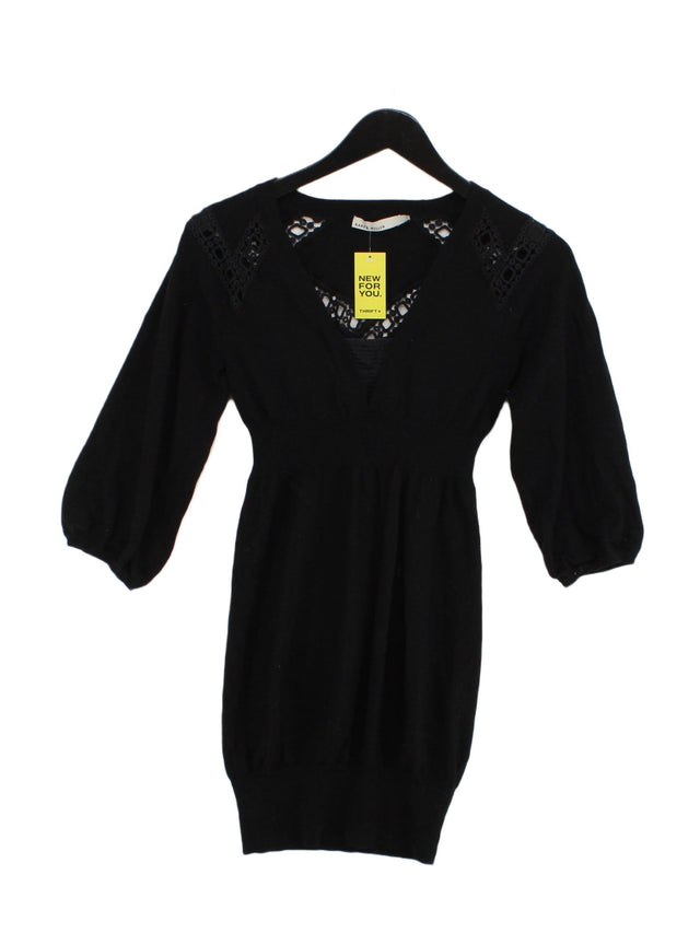 Karen Millen Women's Midi Dress XS Black Wool with Elastane, Polyamide