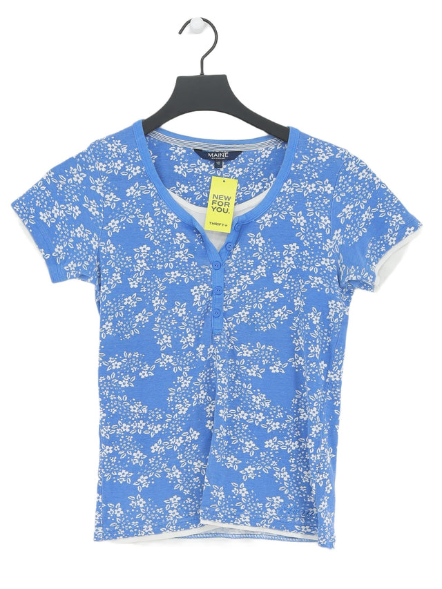 Maine Women's T-Shirt UK 10 Blue 100% Cotton