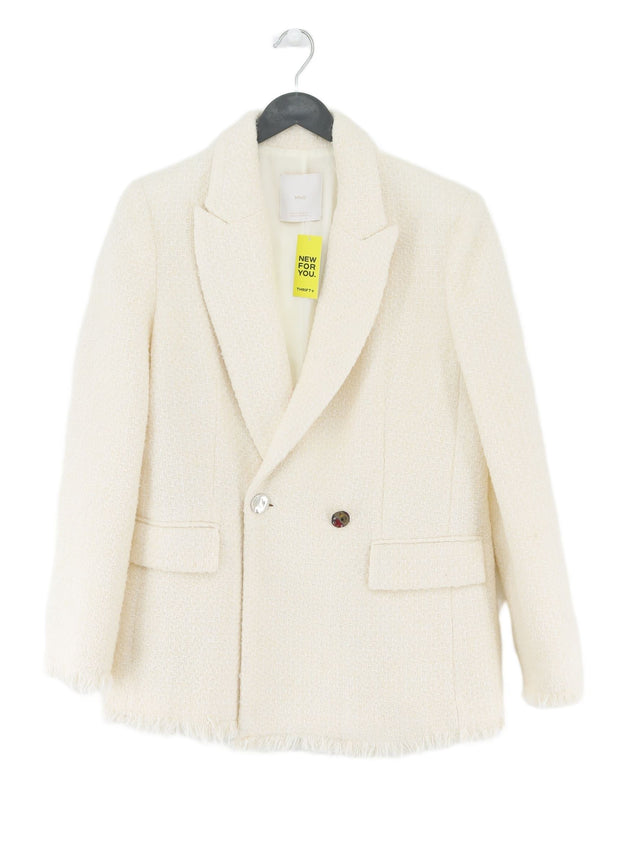 MNG Women's Blazer M White Cotton with Polyester