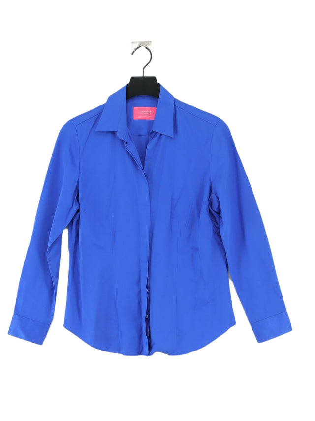 Charles Tyrwhitt Women's Shirt UK 12 Blue Cotton with Spandex
