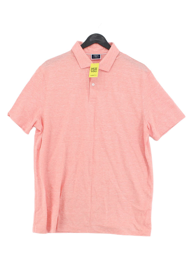 Charles Tyrwhitt Men's Polo L Pink Linen with Cotton