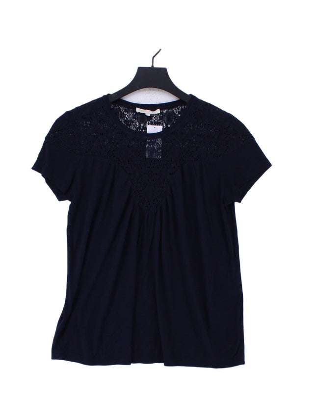 Maje Women's T-Shirt UK 6 Blue Viscose with Cotton, Nylon
