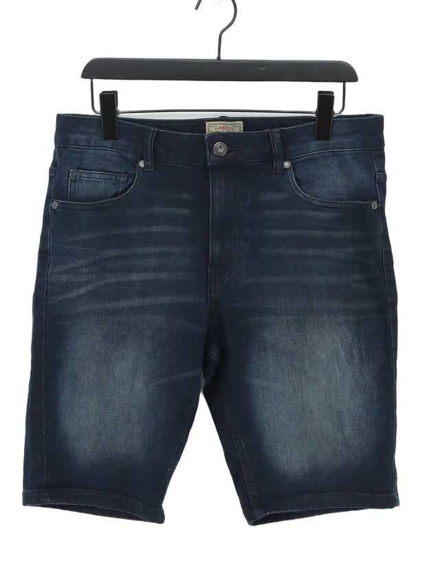 Next Men's Shorts W 32 in Blue Cotton with Elastane, Lyocell Modal