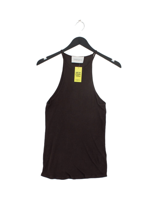 Massimo Dutti Women's T-Shirt XS Brown 100% Silk