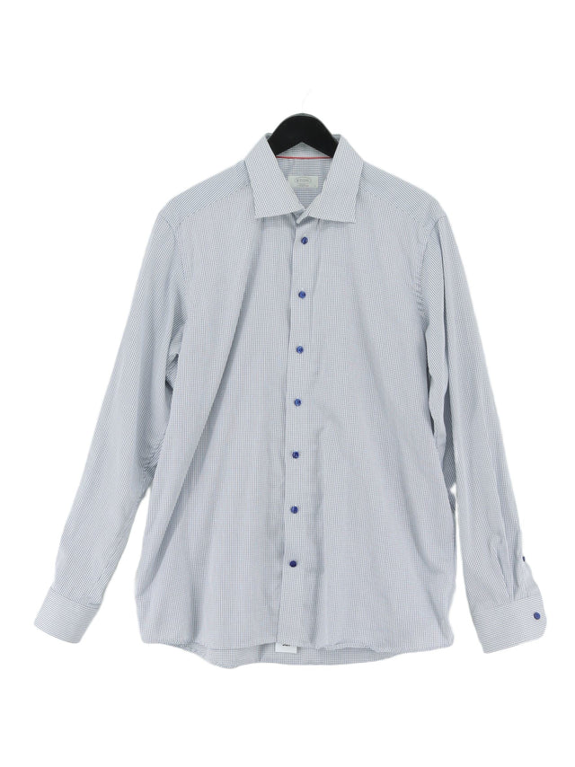 Eton Men's Shirt Chest: 43 in Blue 100% Other