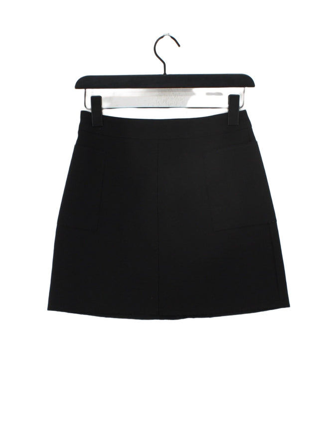 Topshop Women's Midi Skirt UK 8 Black Polyester with Elastane