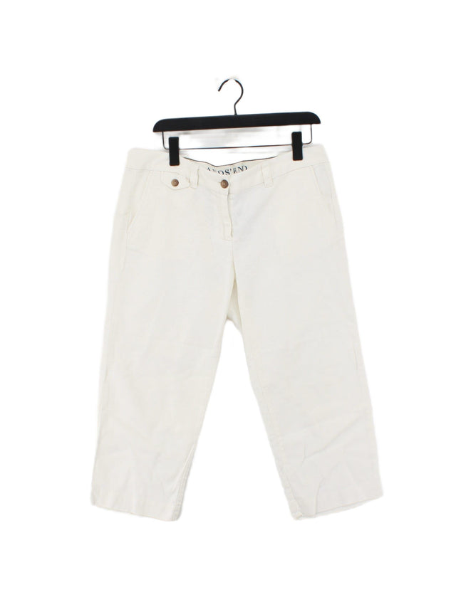 Lands End Women's Suit Trousers UK 16 White Linen with Cotton