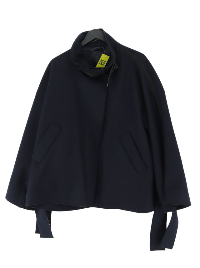 Topshop Women's Coat UK 8 Blue Wool with Nylon, Viscose