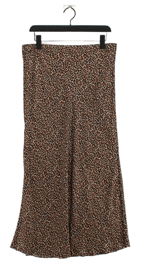Hush Women's Midi Skirt UK 14 Brown 100% Viscose