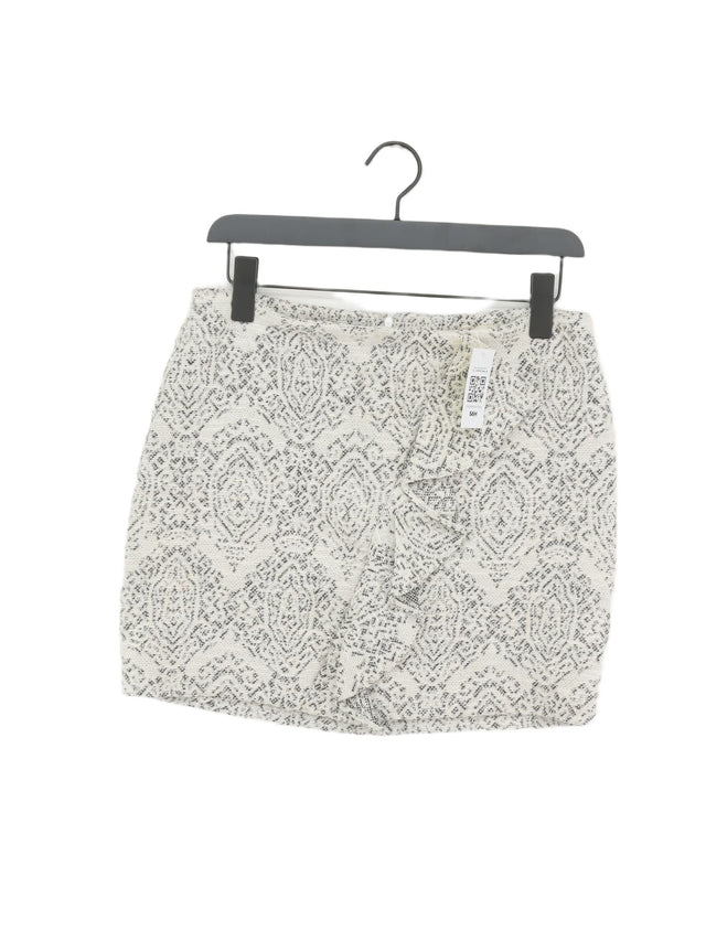 Maje Women's Mini Skirt UK 12 White Cotton with Acrylic, Polyamide, Polyester