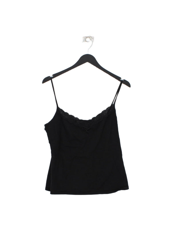Laura Ashley Women's T-Shirt UK 12 Black Cotton with Elastane
