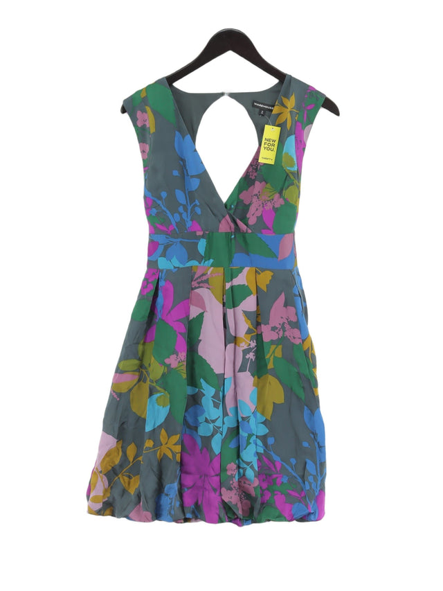 Warehouse Women's Midi Dress UK 12 Multi Silk with Polyester