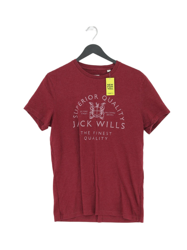 Jack Wills Men's T-Shirt XS Red Cotton with Elastane