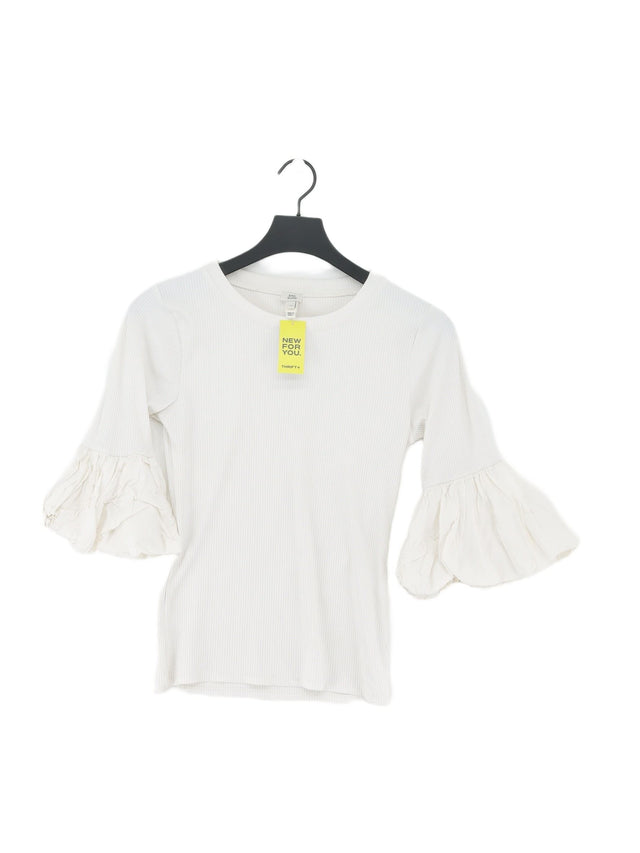 River Island Women's T-Shirt UK 12 White Polyester with Cotton, Elastane