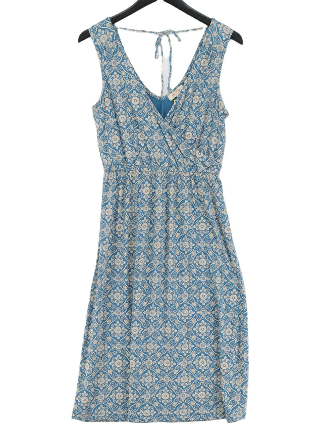 FatFace Women's Midi Dress UK 12 Blue Cotton with Elastane, Lyocell Modal