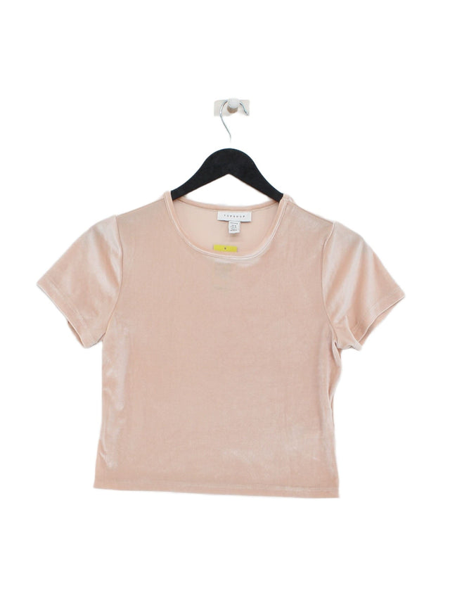 Topshop Women's T-Shirt UK 10 Pink Polyester with Elastane