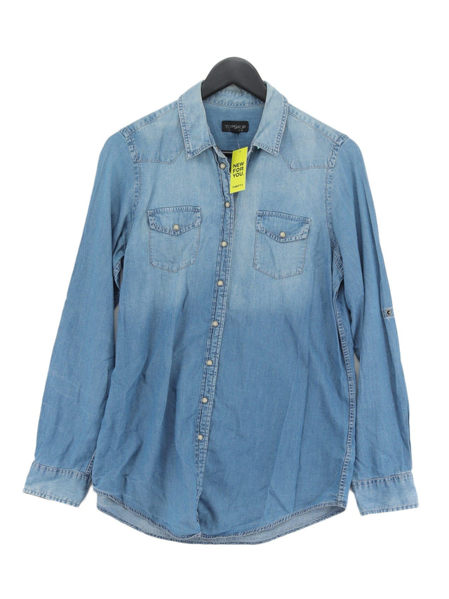Topshop Women's Shirt UK 10 Blue 100% Cotton