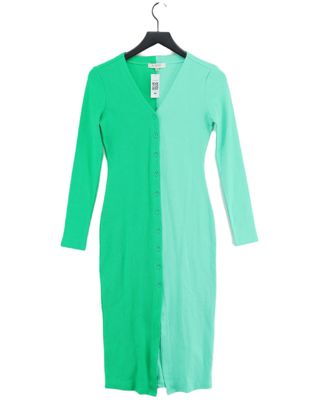 Simmi London Women's Midi Dress UK 10 Green 100% Cotton