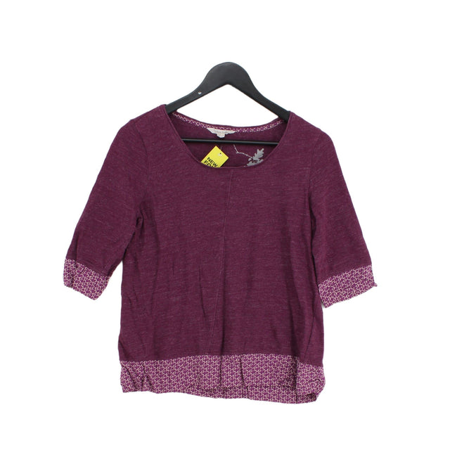 White Stuff Women's T-Shirt UK 10 Purple Cotton with Polyester, Viscose