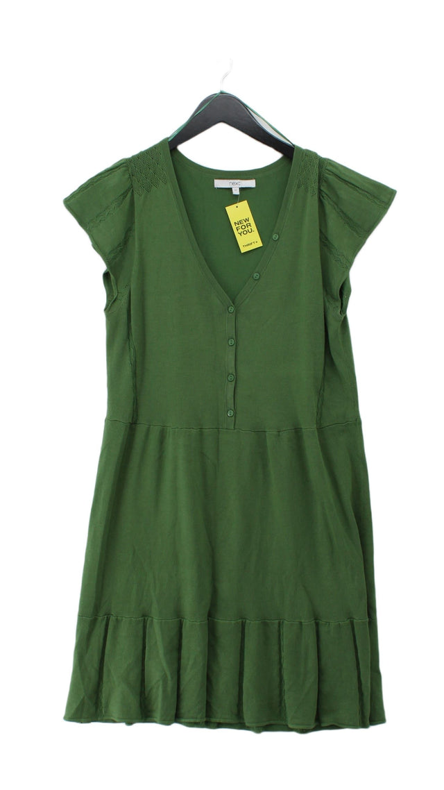 Next Women's Midi Dress UK 12 Green Viscose with Acrylic, Nylon
