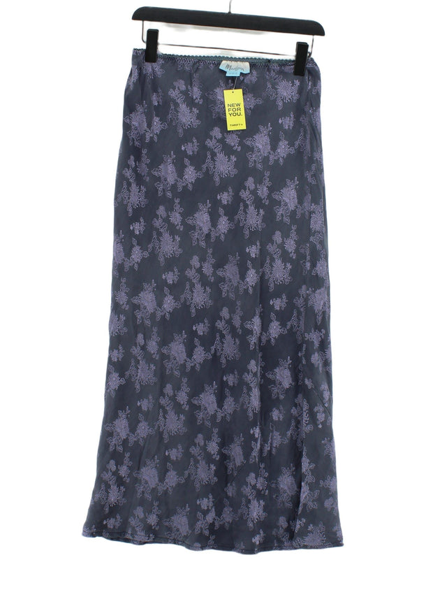 Monsoon Women's Midi Skirt UK 12 Grey Silk with Viscose