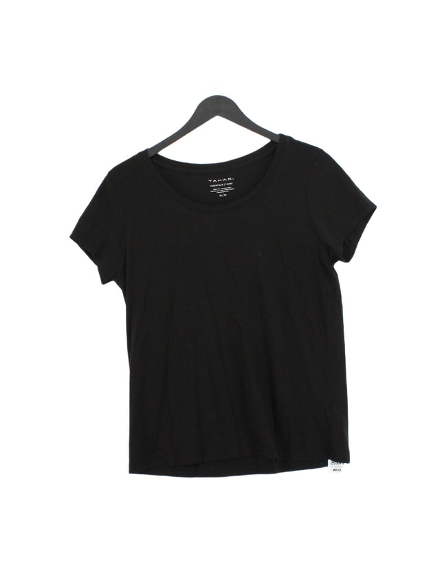 Tahari Women's T-Shirt M Black Cotton with Lyocell Modal