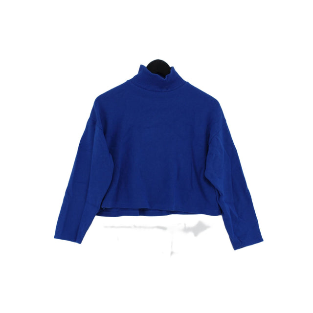 Zara Women's Jumper S Blue Polyester with Cotton, Elastane