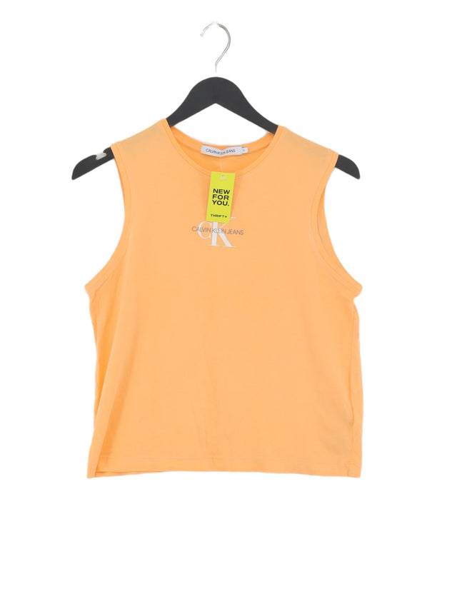 Calvin Klein Women's T-Shirt S Orange 100% Cotton