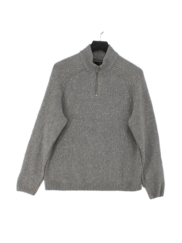 Next Men's Jumper M Grey Polyester with Acrylic