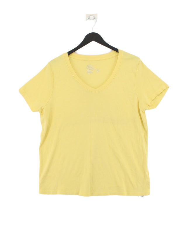 Evans Women's T-Shirt UK 20 Yellow 100% Cotton