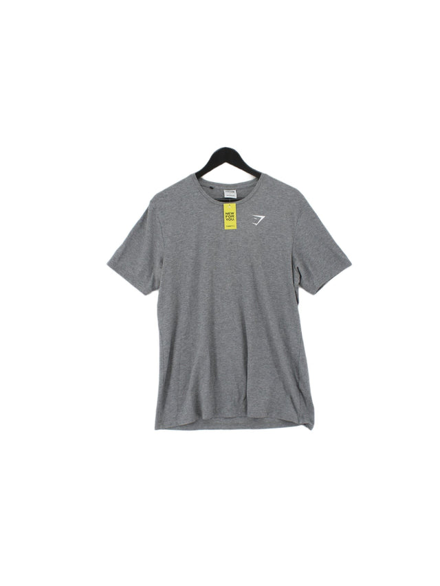 Gymshark Men's T-Shirt L Grey Cotton with Elastane, Polyester