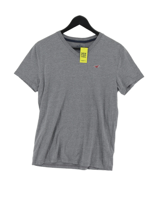 Hollister Men's T-Shirt S Grey Cotton with Polyester
