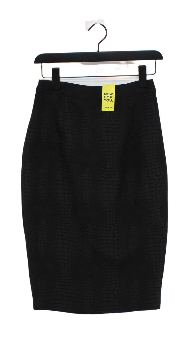 Mint Velvet Women's Midi Skirt UK 8 Black Polyester with Elastane
