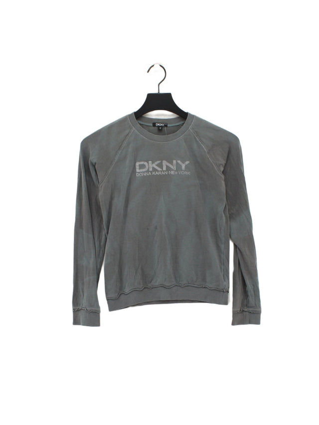 DKNY Women's Top UK 12 Grey Cotton with Elastane