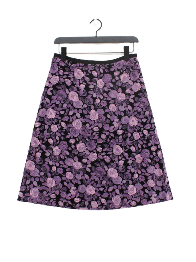 Laura Ashley Women's Midi Skirt UK 10 Purple Cotton with Polyester