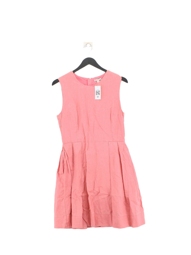 Gap Women's Midi Dress UK 8 Pink Linen with Cotton