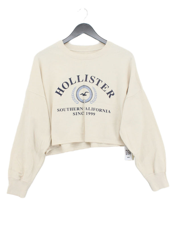 Hollister Women's Hoodie M Cream Cotton with Polyester