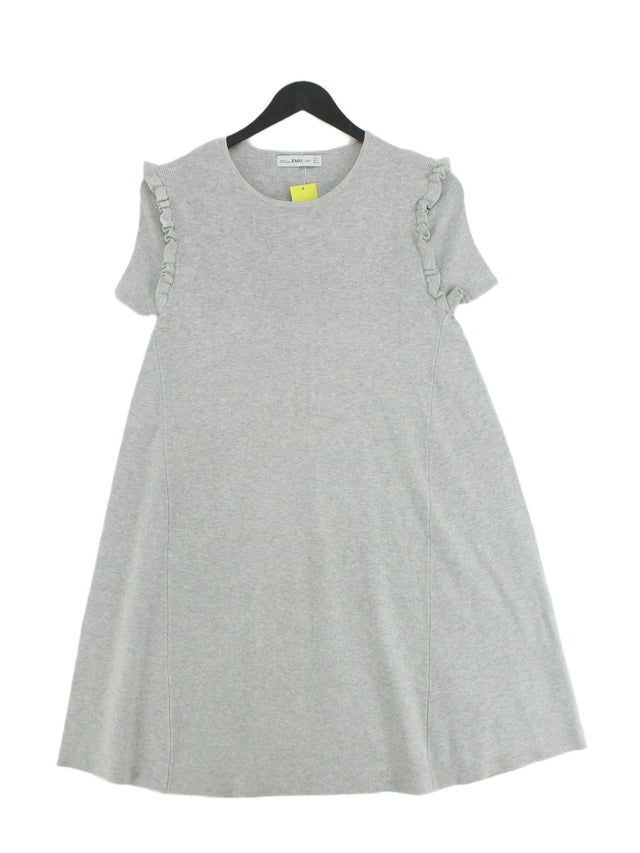 Zara Women's Midi Dress M Grey Viscose with Nylon
