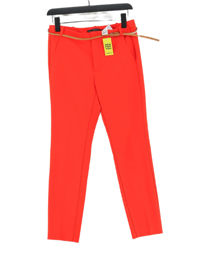 Zara Women's Suit Trousers UK 8 Red Cotton with Elastane, Polyester